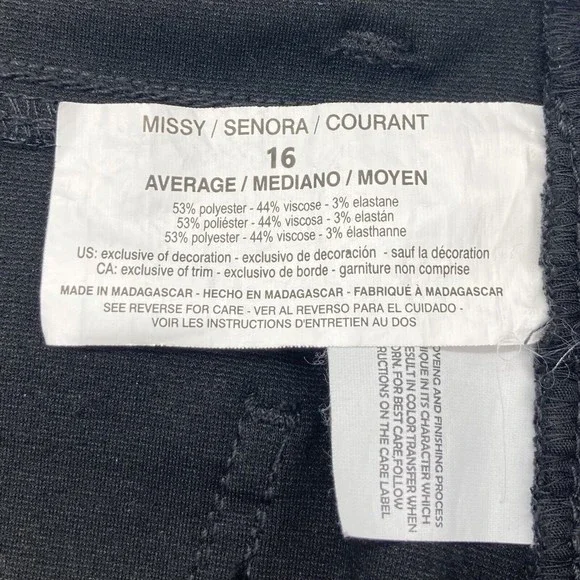 Gloria Vanderbilt Amanda Ponte Jean Pants Women’s 16 Plaid Check Black Gray - Picture 11 of 12